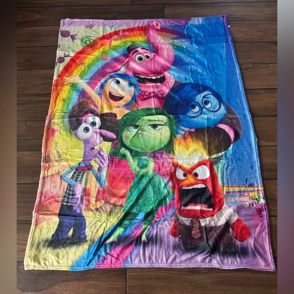 Disney Pixar Inside Out Fleece Throw Blanket 50x40 Joy Sadness Anger Disgust